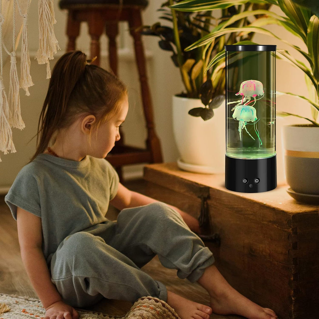 PEN&H Jellyfish Lamp,LED Jelly Fish Tank Lights,Sleep Aid Night Light -7 Color Changing LED Jellyfish Aquarium Mood Lamp for Home Office Desktop Decoration