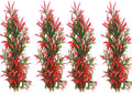 Tfwadmx Large Aquarium Plants 4 Pcs Artificial Water Seaweed for Fish Tank Decor Plastic Plant for Betta Shrimp Red About 12.5 Inch
