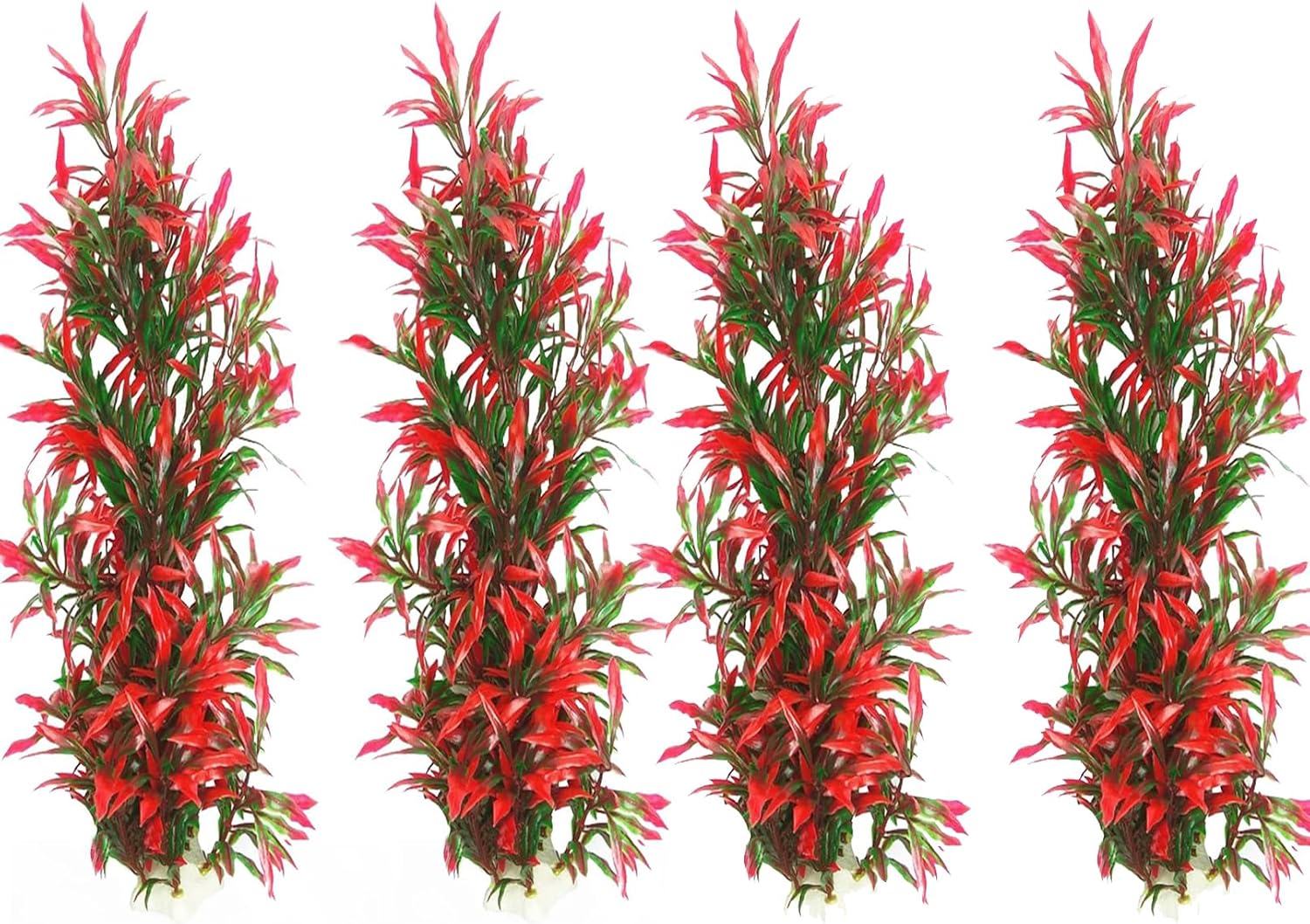Tfwadmx Large Aquarium Plants 4 Pcs Artificial Water Seaweed for Fish Tank Decor Plastic Plant for Betta Shrimp Red About 12.5 Inch