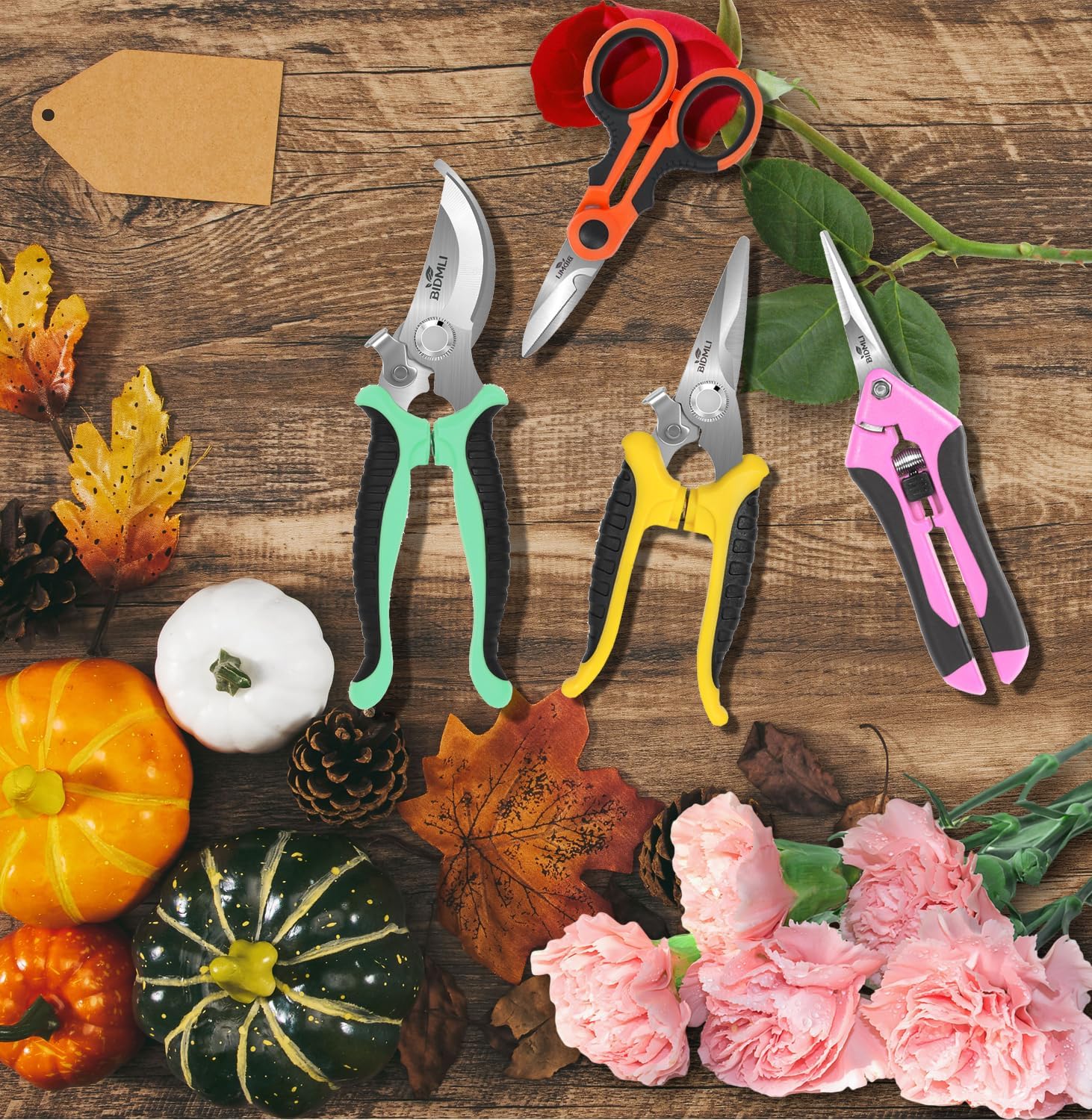 4-Pack Multifunctional Garden Scissors Set-Stainless Steel Pruning &Floral Shears with One-Piece Handle Blades for Tree Pruning, Flower Trimming, and Fruit Picking Tasks at Home&Garden Tool.