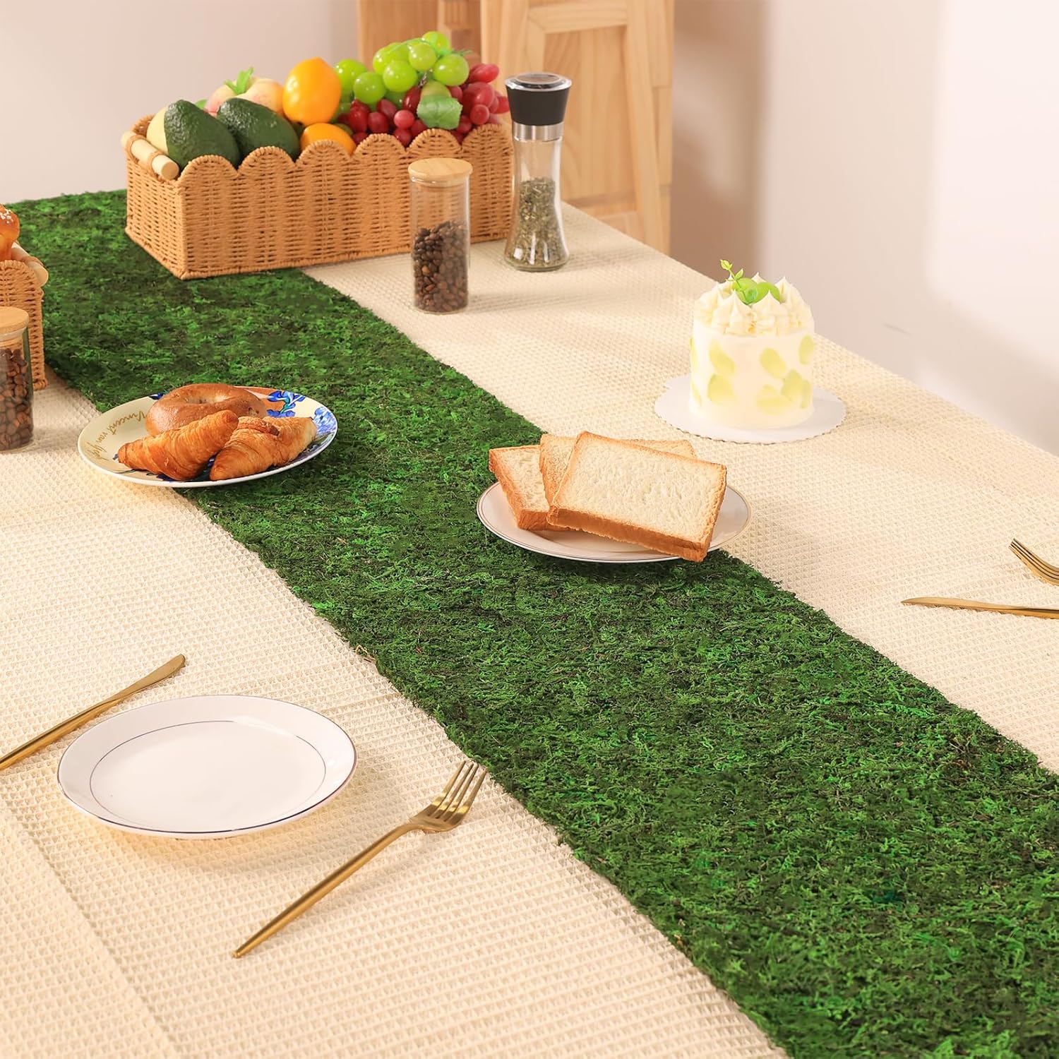 138'' x 12'' Dried Moss Table Runner Moss Sheet Roll for Crafts Preserved Green Moss Mat for Wedding Party Table Woodland Garden Fairy Decor