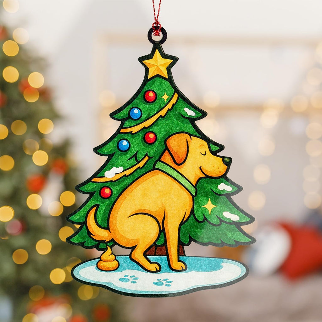Funny Dog Christmas Ornaments, Funny Gag Gifts, Raunchy,Hilarious, Unique Ornaments, Suncatcher Effect Stained Glass Window Hanging, car Hanging Accessories 491 Labradorgag2