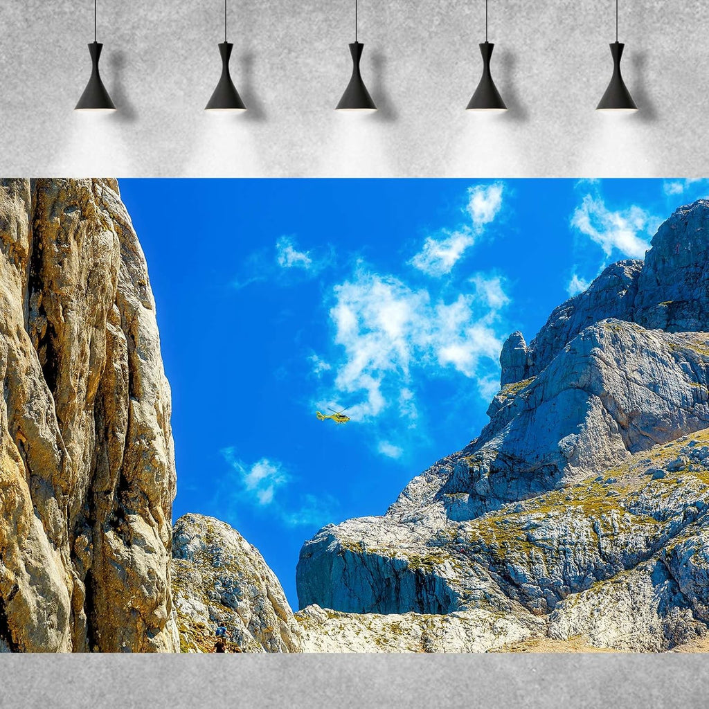 Reptile Habitat Background Blue Sky Rock Mountain Gobi Terrarium Background Helicopter Alpine Mountain Landscape Aquarium Background Desert Blue Sky Mountain Fish Tank Background Vinyl 72x24in