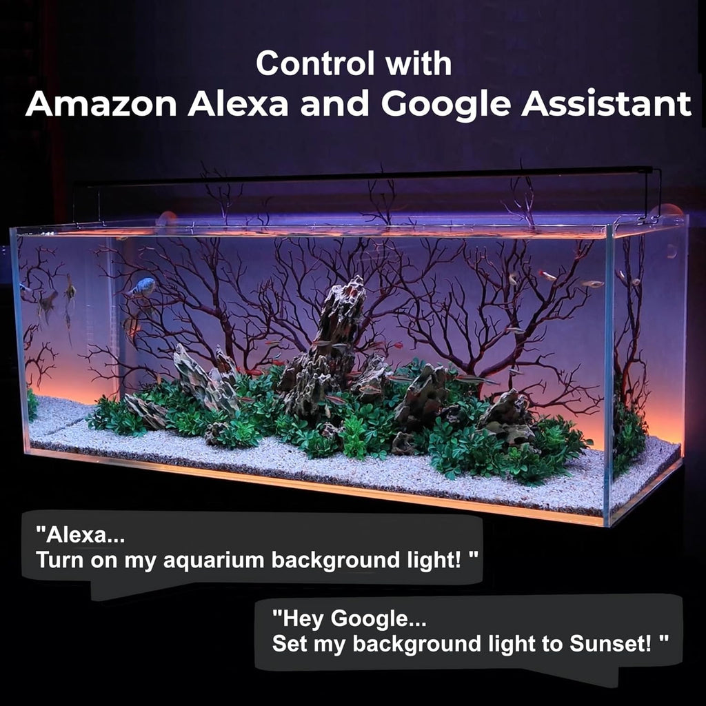 ColorCast Smart LED Aquarium Background Light Kit with Frosted Background Film | Smartphone and Voice Control | 24/7 Timers | Alexa and Google Home | for Aquariums, Terrariums and Vivariums | 18"-32"