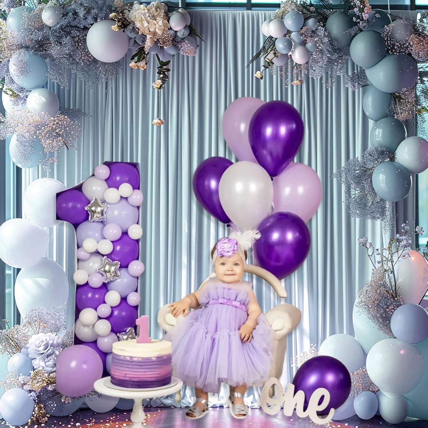 10 x 10 Feet Blueish Gray Backdrop Curtain for Partie, Background Curtains for Photoshoot, Birthday, Wedding, Halloween, Thanksgiving, Christmas Day, New Year Party Decorations 5Ft x 10Ft, 2 Panels