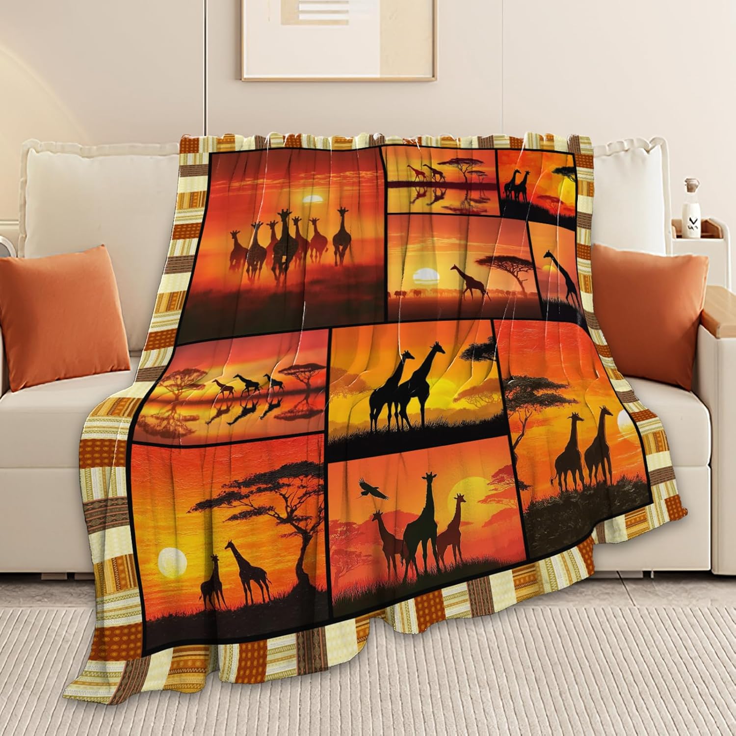 Giraffe Throw Blanket Giraffe Stuff Gifts for Kids Girls Boys Adults Women Men Soft Cozy Warm Plush Fluffy Fuzzy Fleece Blanket Decor 40''X50''
