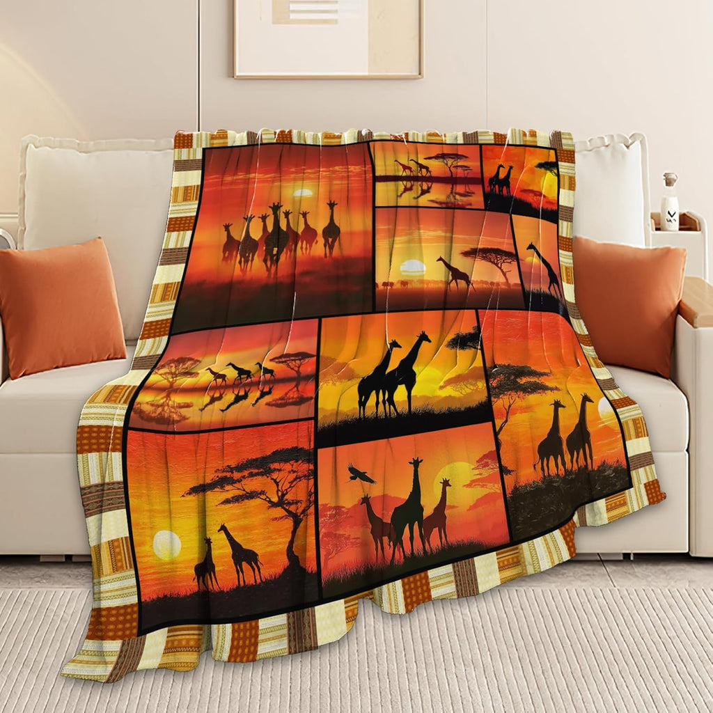 Giraffe Throw Blanket Giraffe Stuff Gifts for Kids Girls Boys Adults Women Men Soft Cozy Warm Plush Fluffy Fuzzy Fleece Blanket Decor 60''X80''