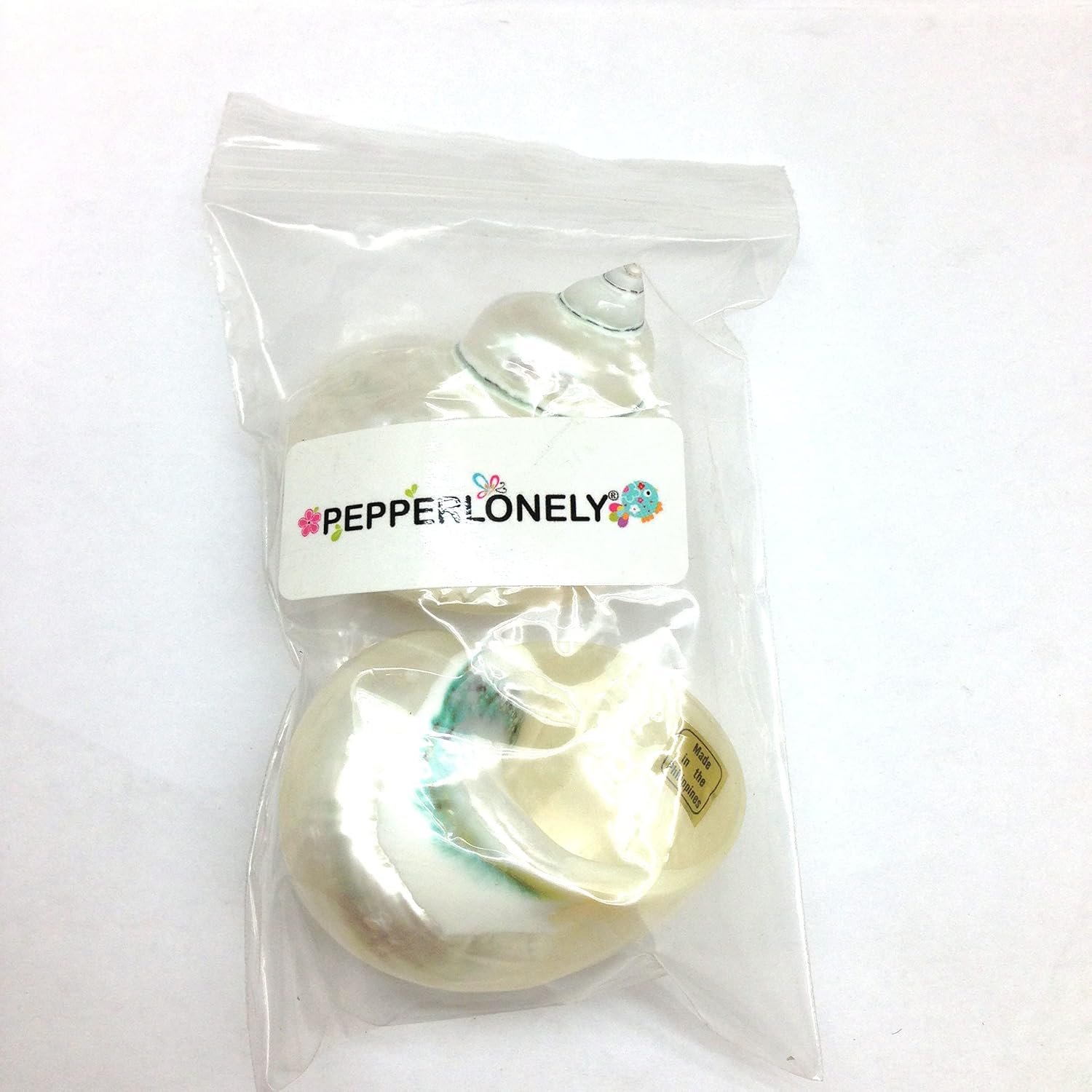 PEPPERLONELY 2 PC White Large Pearlized Silver Mouth Turbo, Hermit Crab Shells, 3 Inch ~ 3-1/2 Inch