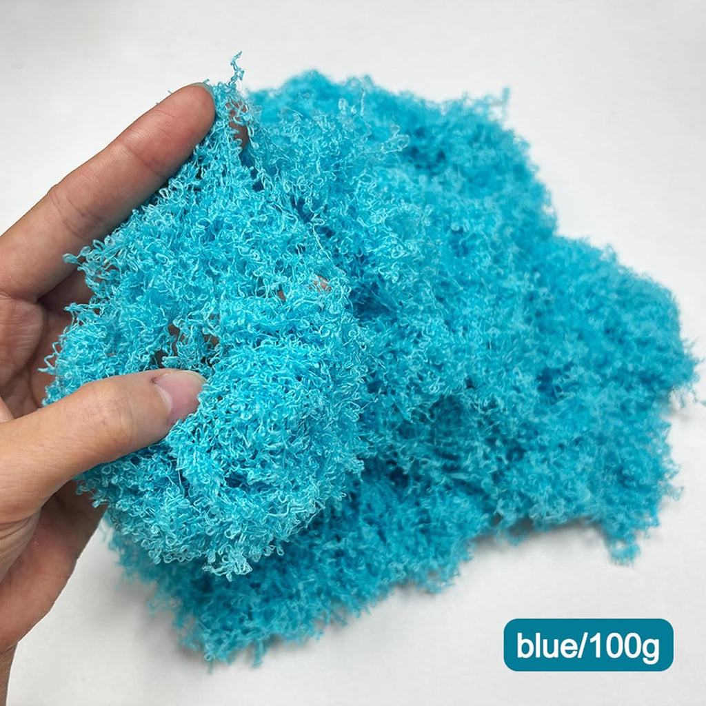 Artificial Faux Moss, 3.52 oz Fake Moss for Crafts Preserved, Artificial Moss for Crafts, Artificial Moss for DIY Scenery, Fake Moss Decor Decorative Table, Fairy Garden, Floral Wedding (Blue)