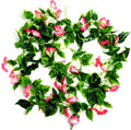 AirSun Artificial Morning Glory Flower Vines, 2pcs 15Feet Hanging Plants Silk Garland Fake Green Plant Home Garden Wall Fence Indoor Outdoor Wedding Birthday Decor