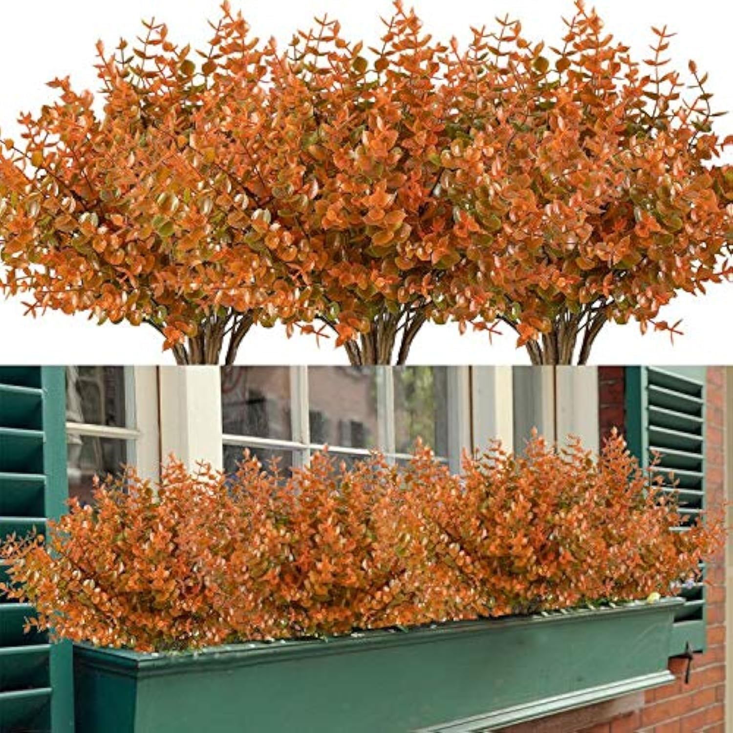 6 Bundles Artificial Grasses Outdoor Fake Grasses for Decoration UV Resistant No Fade Faux Plastic Plants Garden Porch Window Box Décor
