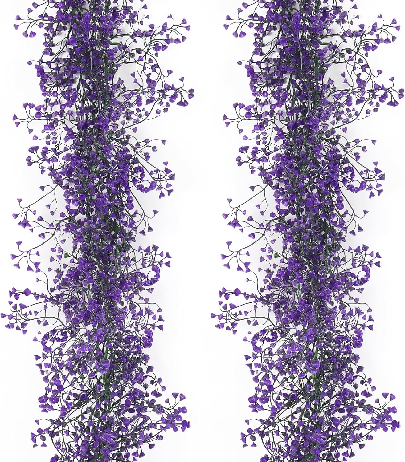 RECUTMS Artificial Hanging Plant 2Pcs 5.6Ft Fake Garland Plant Greenery Faux Ferns Leaves Ivy Garland for Home Indoor Outdoor Wedding Farmhouse Mantle Table Centerpiece Christmas Party Decor(Purple)