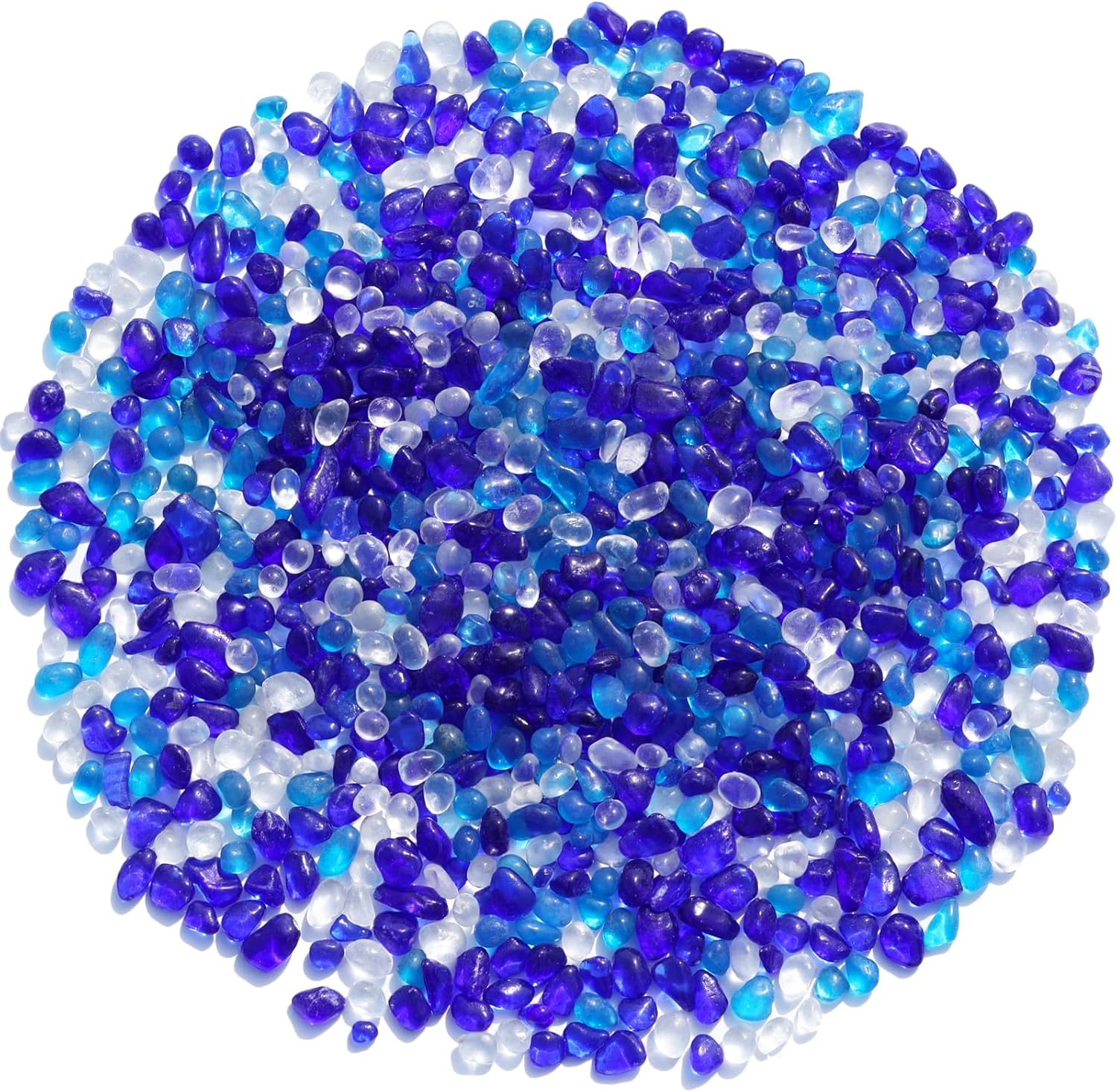 Sea Glass Stones - Blue Mixed Clear Glass Pebbles Gemstones - Perfect for Aquarium Rocks, Fish Tank Gravel, Vase Fillers, DIY Crafts, and Home Decor (0.9LB/14oz)