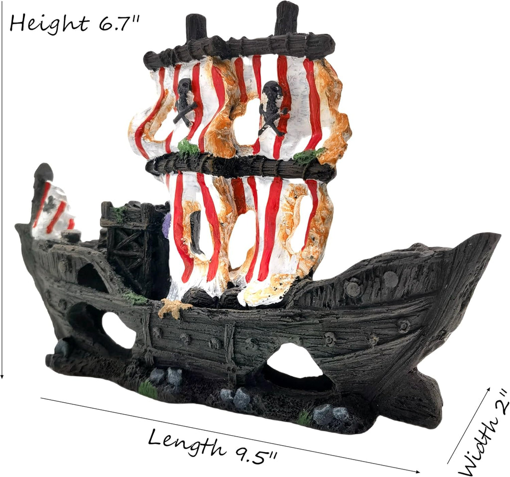 M2cbridge Antique Roman Column Ruins European Castle Aquarium Decorations Fish Tank Hideout Rocks (Striped Pirate Shipwreck)