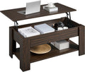 Yaheetech Lift Top Coffee Table with Hidden Compartment and Storage Shelf, Rising Tabletop Dining Table for Living Room Reception Room, 38.6in L, Espresso