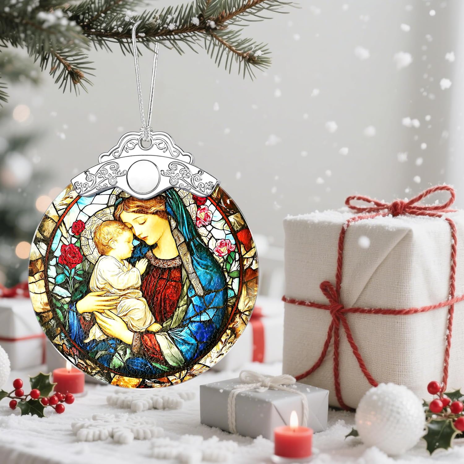 Religious Christmas Ornaments, Christmas Decorations for Tree, Keepsake Ornaments, Holiday Ornament, Baptism Gift, Religious Gift, Gifts for Christian Women & Gifts for Mothers