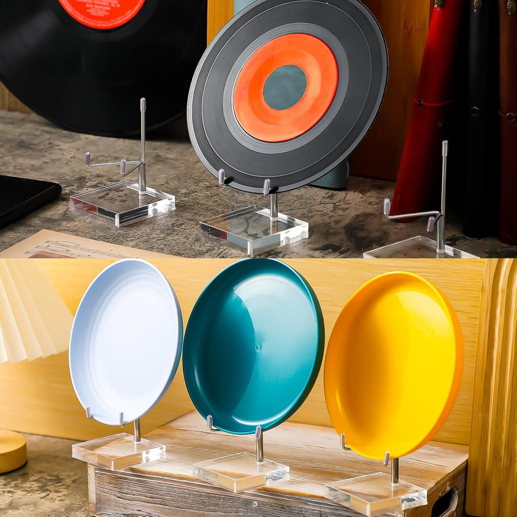 Kigley 8 Pcs Adjustable Metal Arm Display Stand Crystal Holder Easel Display with Acrylic Base Easel Rock Mineral Stand for Geodes Mineral Agate Collection(Silver,2 x 2 x 3.5 Inch)
