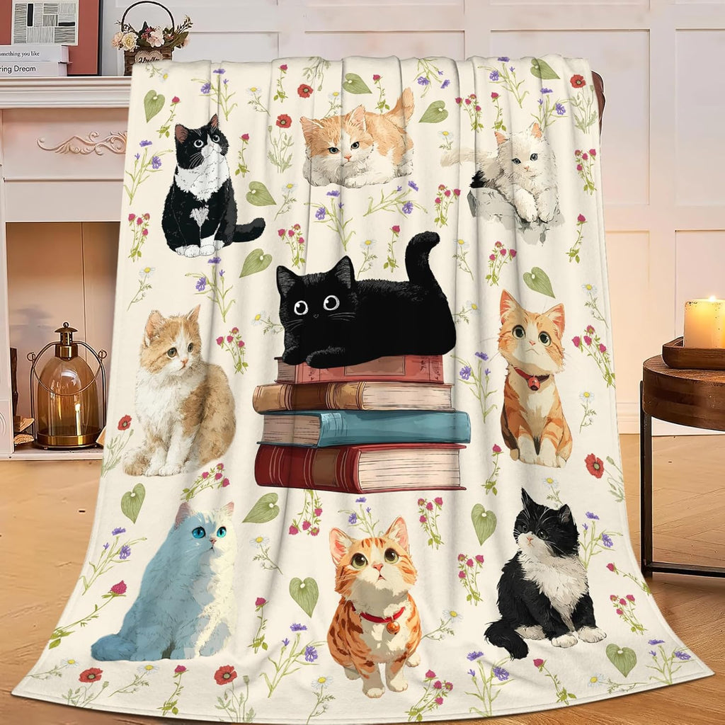 Cat Throw Blanket Black Cat Stuff Gifts for Kids Girls Boys Adults Women Men Soft Cozy Warm Plush Fluffy Fuzzy Fleece Blanket Decor 40''X50''
