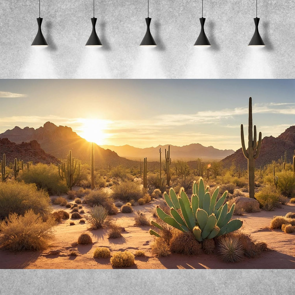 Reptile Habitat Background Sunset Desert Tank Decors Saguaro Cactus Arid Mountain Range Terrarium Background Cacti Sand Dunes Aquarium Background Desert Mountain Fish Tank Background 30x12in