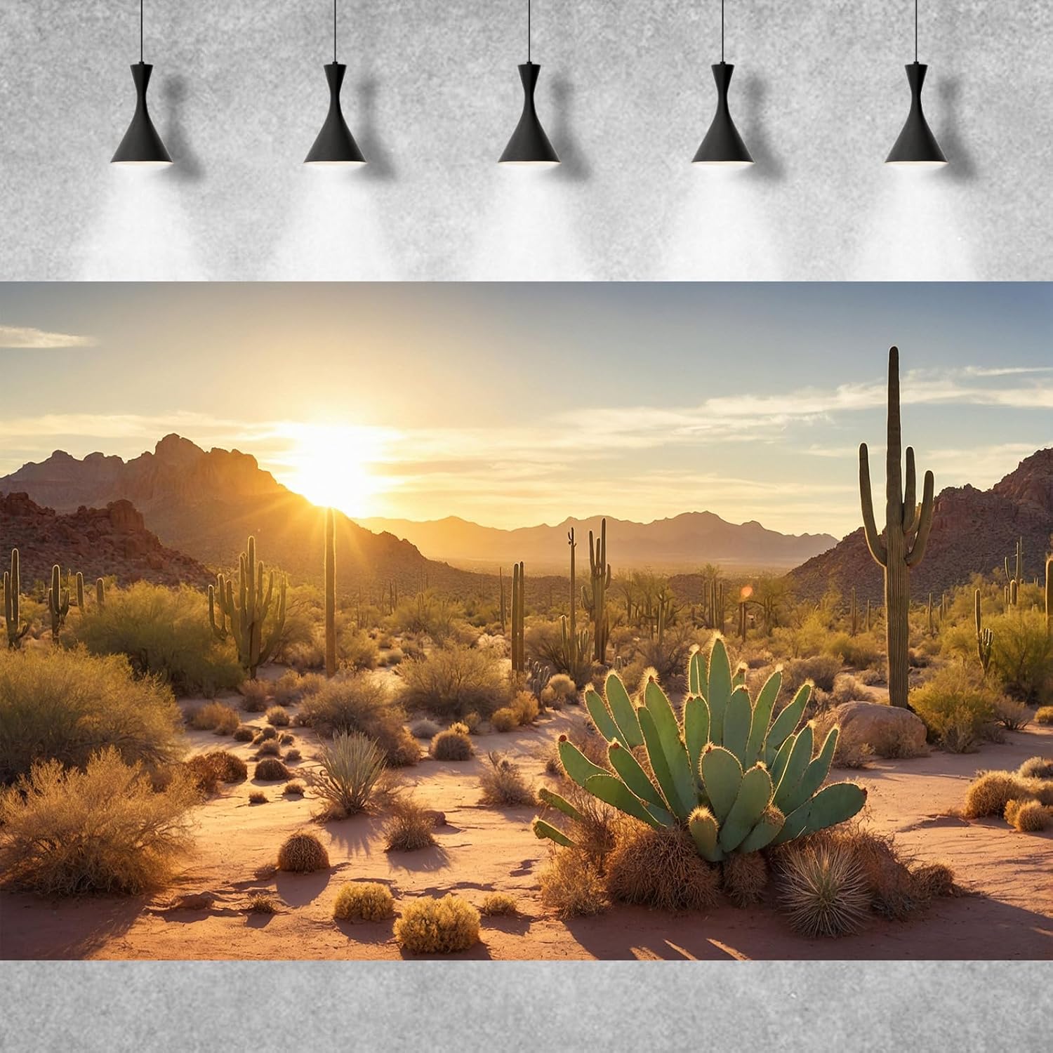 Reptile Habitat Background Sunset Desert Tank Decors Saguaro Cactus Arid Mountain Range Terrarium Background Cacti Sand Dunes Aquarium Background Desert Mountain Fish Tank Background 30x18in