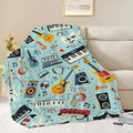 Music Blanket Musical Instruments Note Throw Blanket Gifts for Music Lovers Adults Men Women Kids Boys Girls Super Soft Cozy Plush Fluffy Fuzzy Fleece Blanket Home Decor 50''X60''