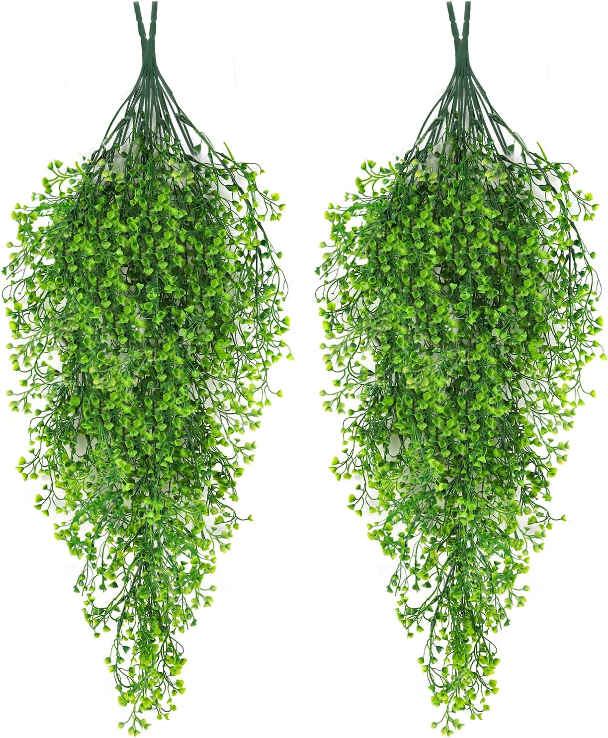 RECUTMS 4 Pcs Fake Hanging Plants Artificial Plants & Flowers Plants for Bedroom Decor Hanging Plants Artificial Decor Fake Vines Outdoor Decor （Green）