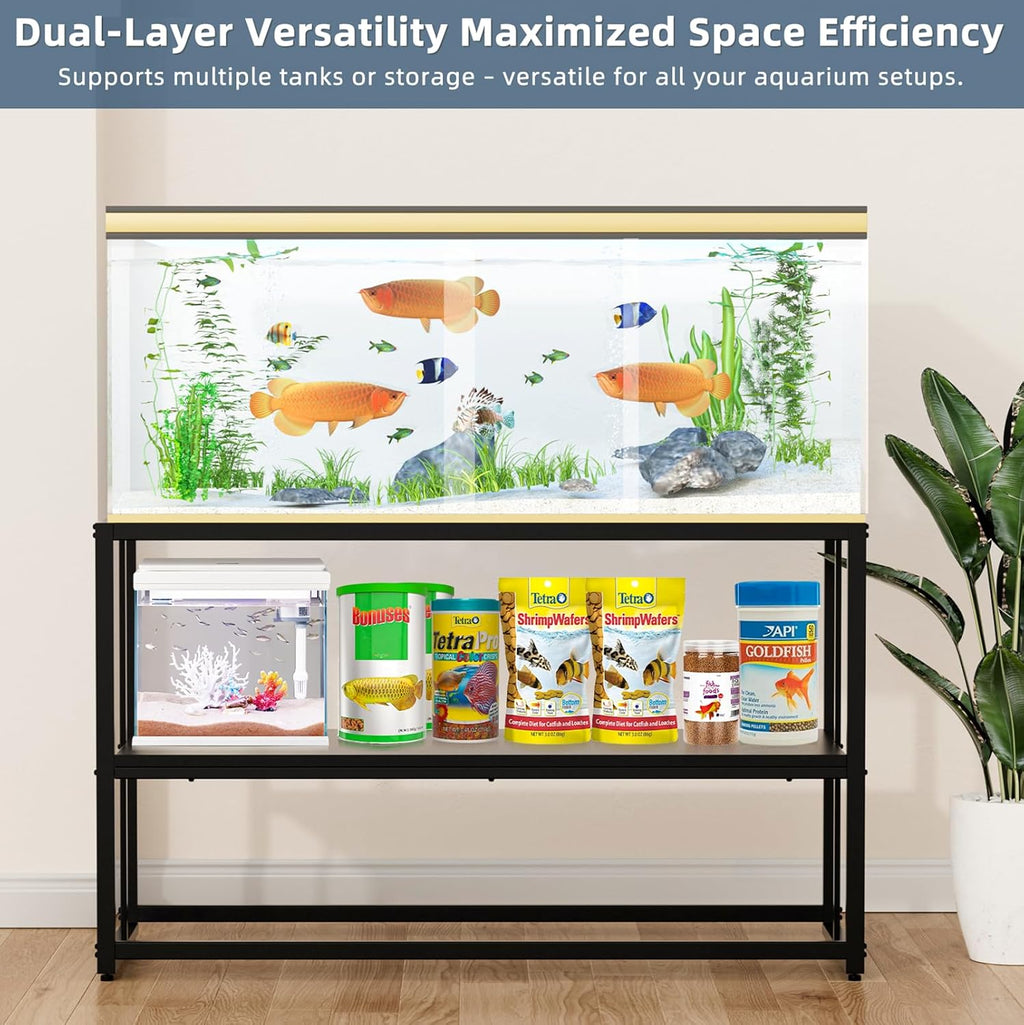 Urban Deco 55-75 Gallon Fish Tank Stand 900LBS Capacity For Aquarium Stand Metal Fish Tank Stand 48.4"x19.7"x31.5" Dual-Layer Design Terrarium Stand Ideal for Home and Office