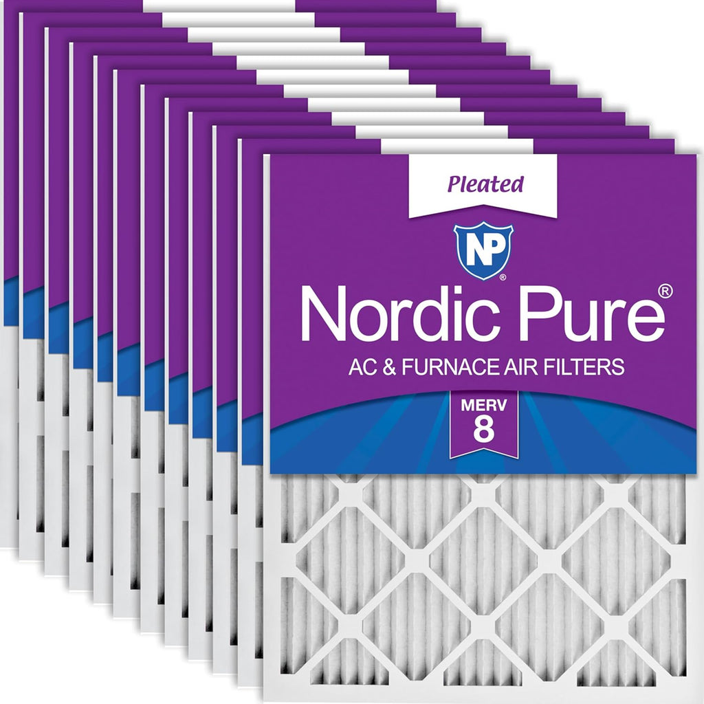 Nordic Pure 20x25x1 (19 1/2 x 24 1/2 x 3/4) Pleated MERV 8 Air Filters 12 Pack