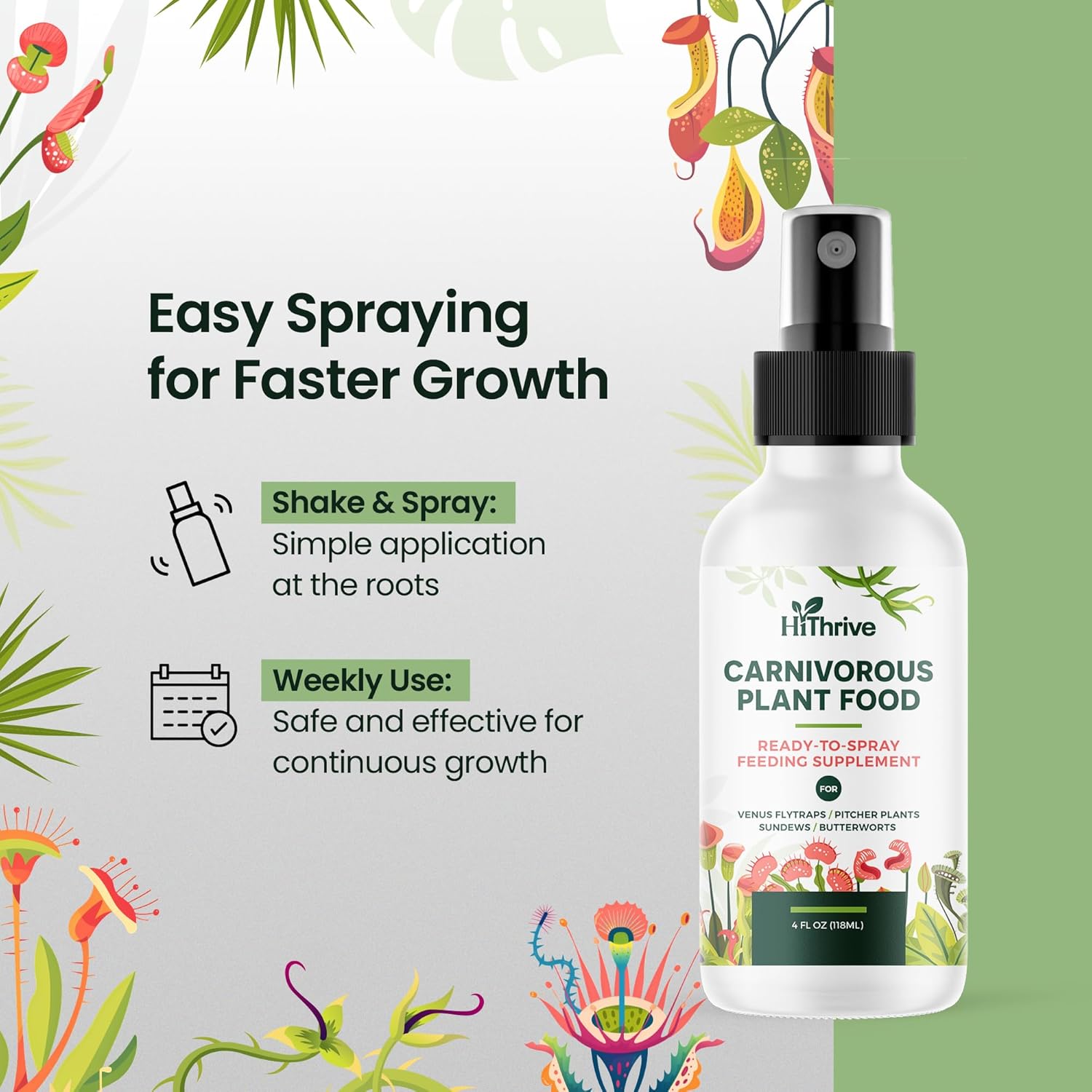 4oz Carnivorous Plant Food Spray & Venus Fly Trap Food - Up to 600 Sprays, Tropical Plant Fertilizer for Carnivorous Plants, Premium Liquid Fertilizer & Feeding Supplement for Consistent Growth