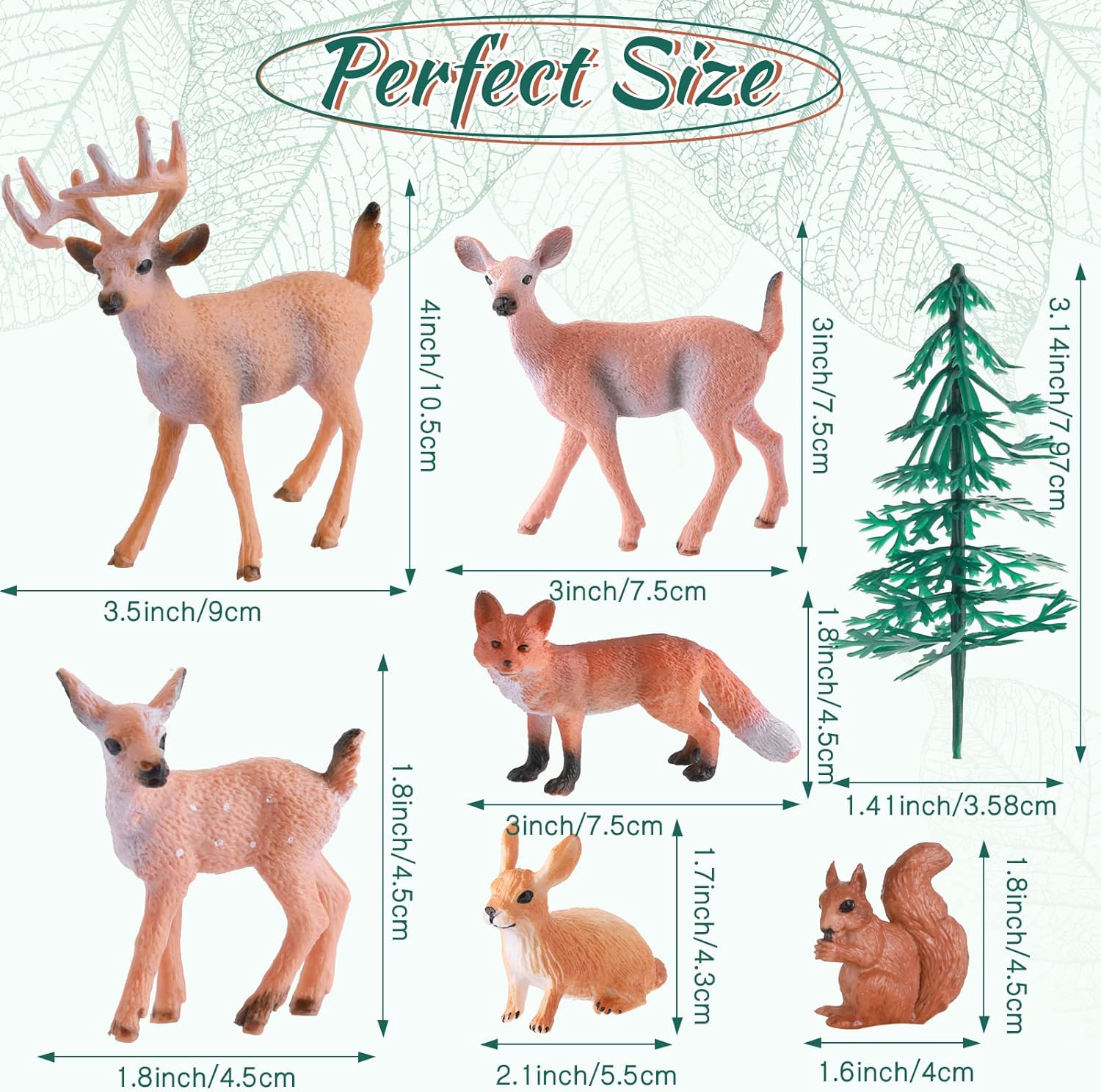 Zomiboo 21 Pcs Forest Animals Figurines Woodland Animal Toys Deer Hunting Cake Decorations Miniature Tree Mold Kits for Birthday Christmas Party Favors