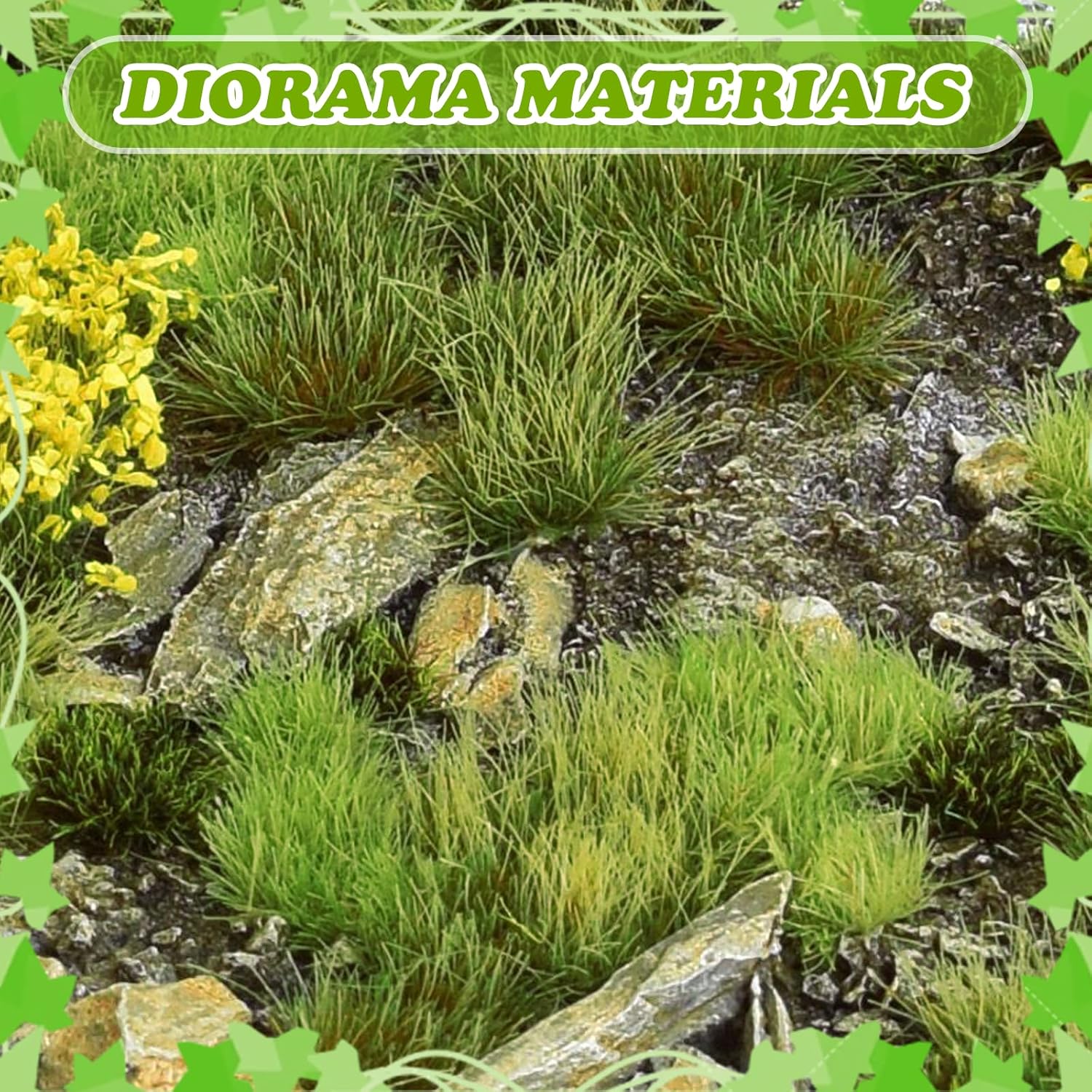 Warmtree Hand Torn Model Grass Tufts for Miniature Scenery Applicable for N & HO Scale for Train Layouts, Diorama Supplies, and Architectural Models(Early Autumn)