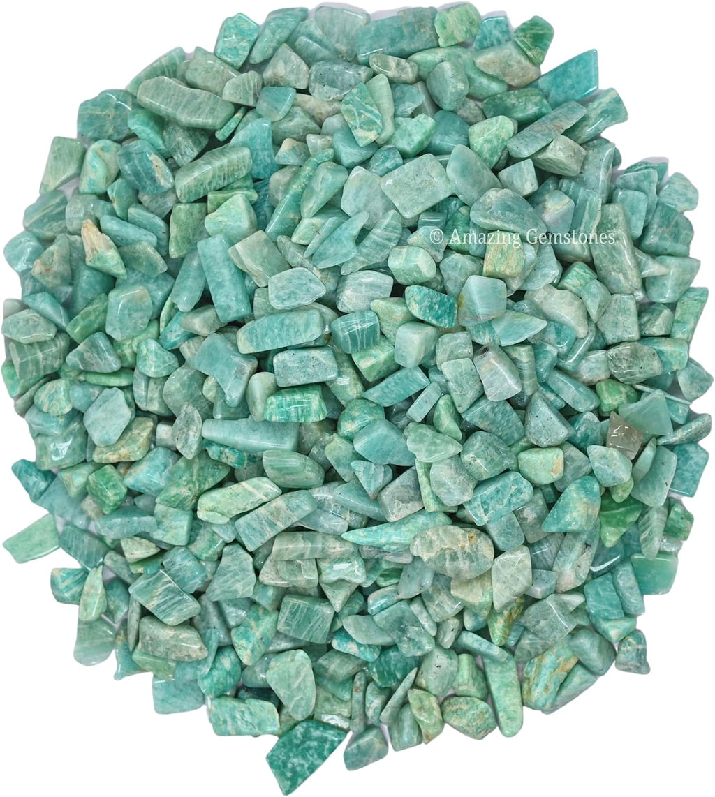 Amazing Gemstone Amazonite Crystal Chips Aquarium Gravel Rocks - Carnelian Chips Bulk Fish Tank Gravel, Small Tumbled Stone Chips, Tiny Crystals for Decoration (Natural AAA Grade) (1000+ Carat Chips)