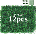 12 Pieces 24"x 16" Artificial Boxwood Panel, Grass Wall Panel, Boxwood Hedge Wall Panels UV Protected Suitable for Artificial Green Wall Decor, Fence Garden Wedding Backyard Decor
