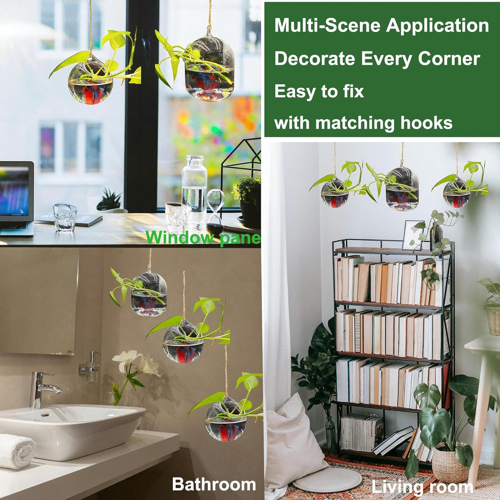 3 Pack Hanging Propagation Stations with Care Tool Kit (Squeeze Bottle & Tweezers Included), Glass Wall Planters for Indoor Plants, Hydroponic Terrarium Vases, Plant Lover Gifts for Women, Home Decor