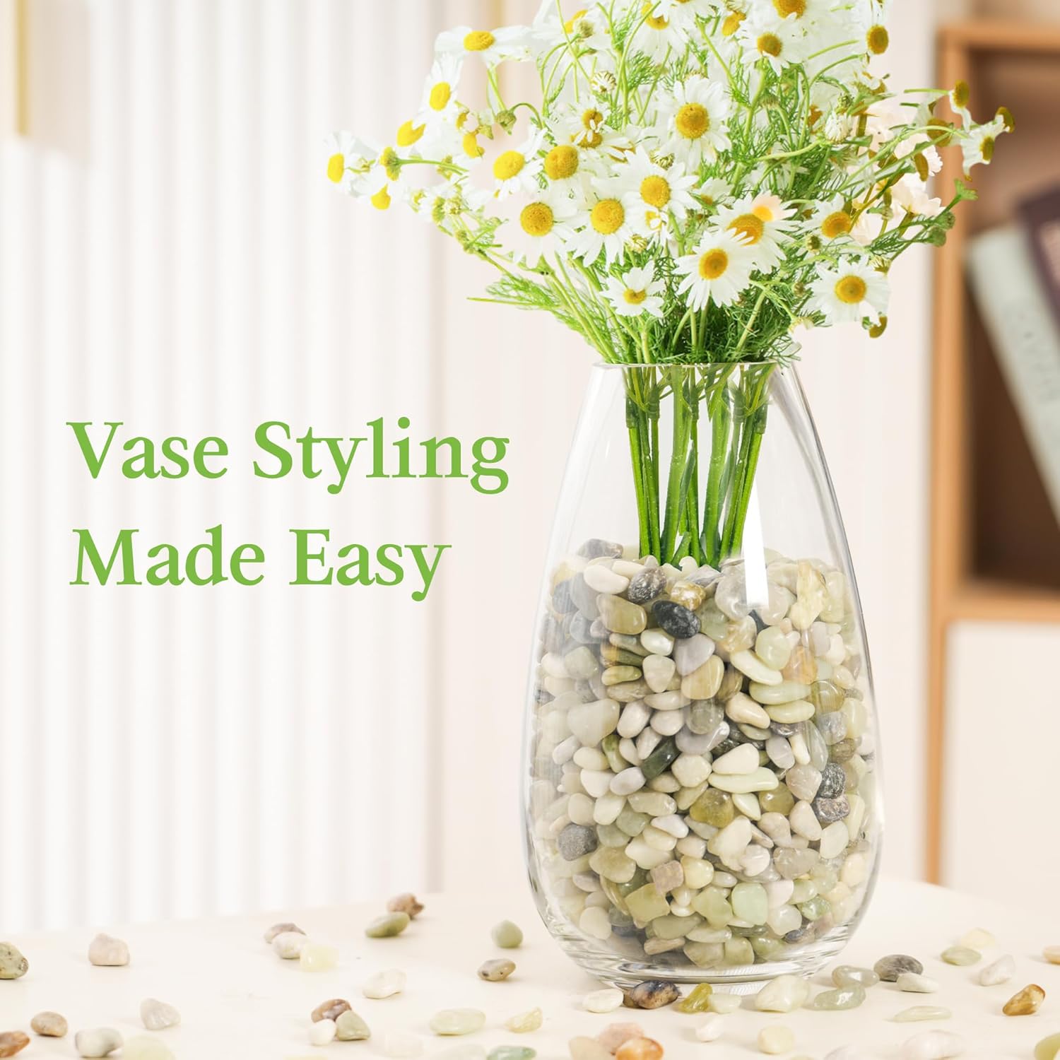 SIDONG 5 LB Jade Pebbles, 2/5 Inch Natural Decorative Polished Jade Stones, Jade River Rocks for Succulents, Cactus, Vases, Indoor Plants, Garden Landscaping, Bamboo