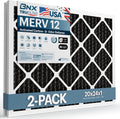 BNX TruFilter 20x24x1 MERV 12 Odor Defense (2-Pack) AC Furnace Air Filter with Activated Carbon - MADE IN USA - Pleated Air Conditioner HVAC AC Furnace Filters - Removes Odor, Mold, Bacteria, Smoke