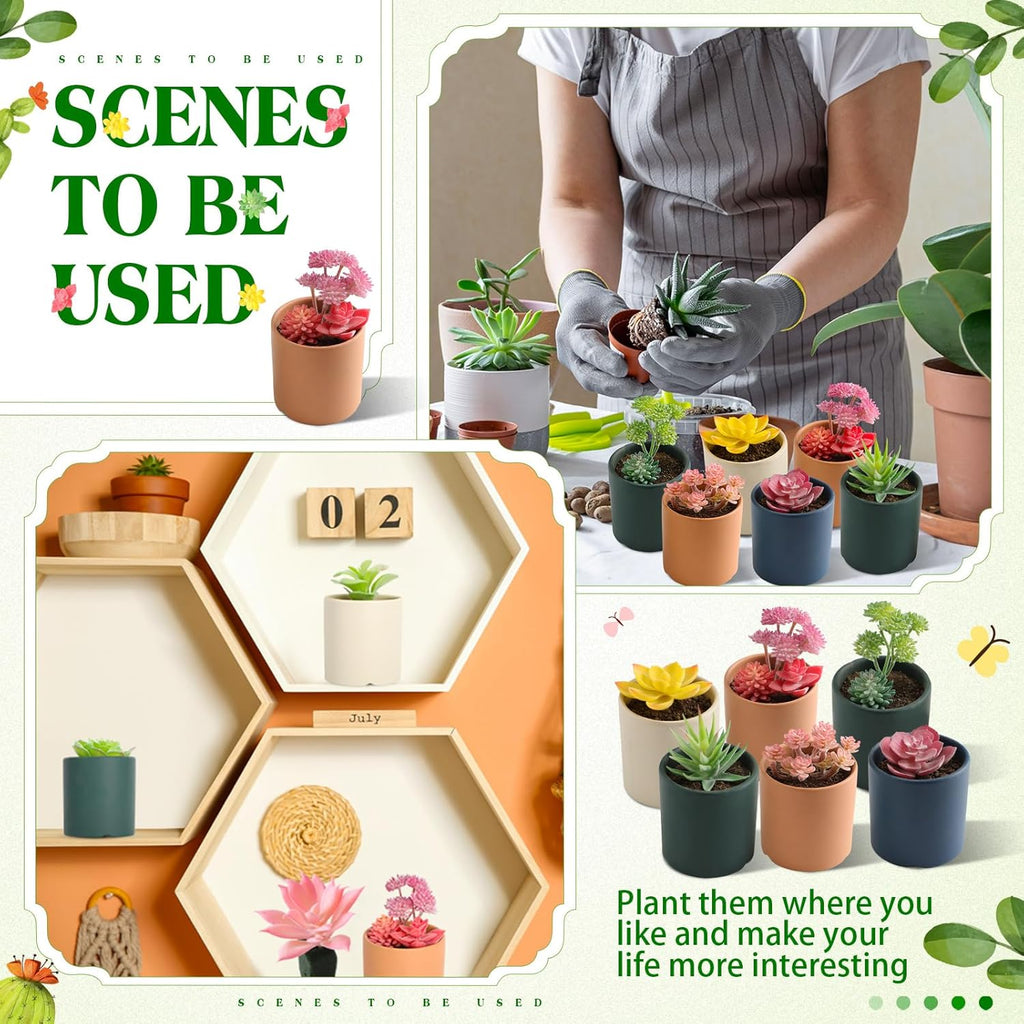 Jutom 32 Pieces Mini Artificial Succulents Unpotted Realistic Colorful Faux Succulents Small Cactus Plants for Garden Flower Kitchen Home Decor