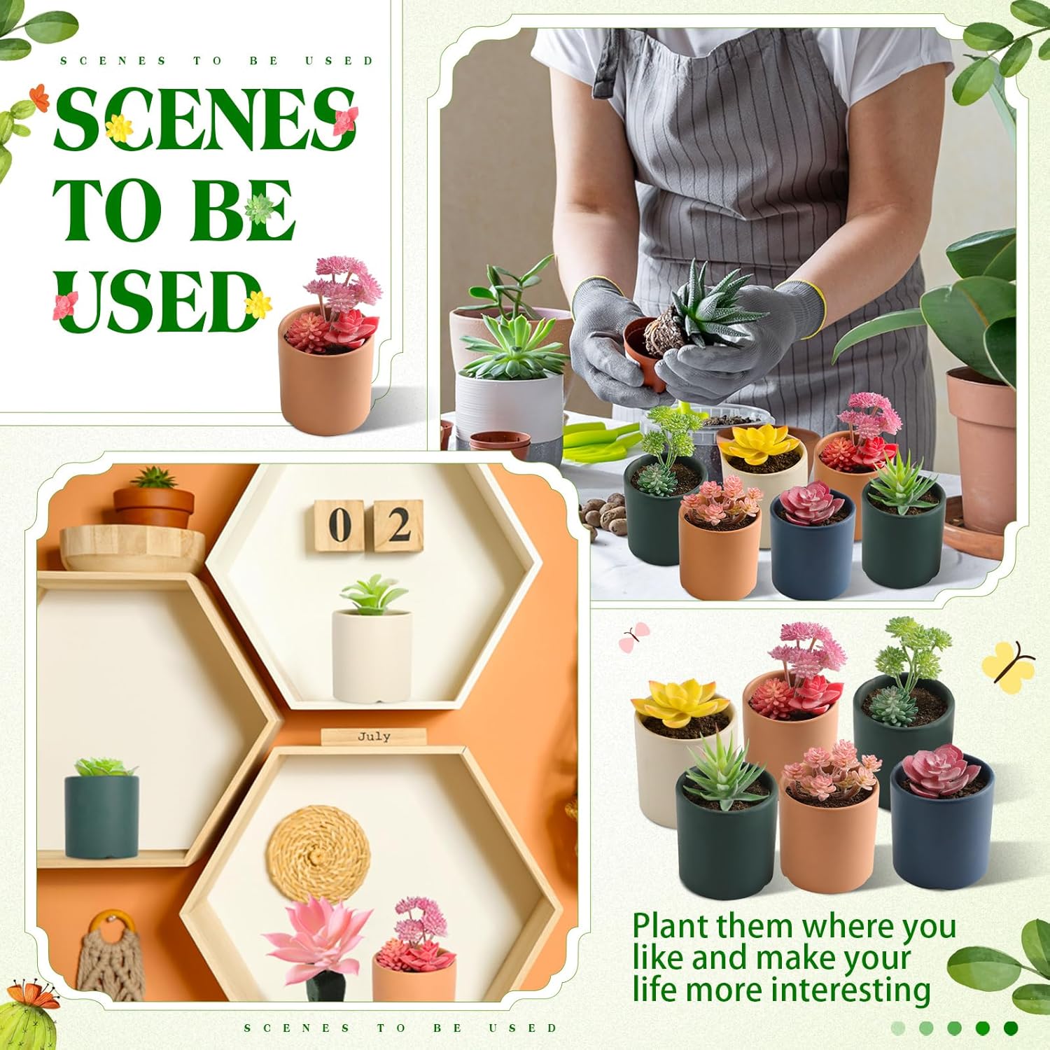 Jutom 32 Pieces Mini Artificial Succulents Unpotted Realistic Colorful Faux Succulents Small Cactus Plants for Garden Flower Kitchen Home Decor