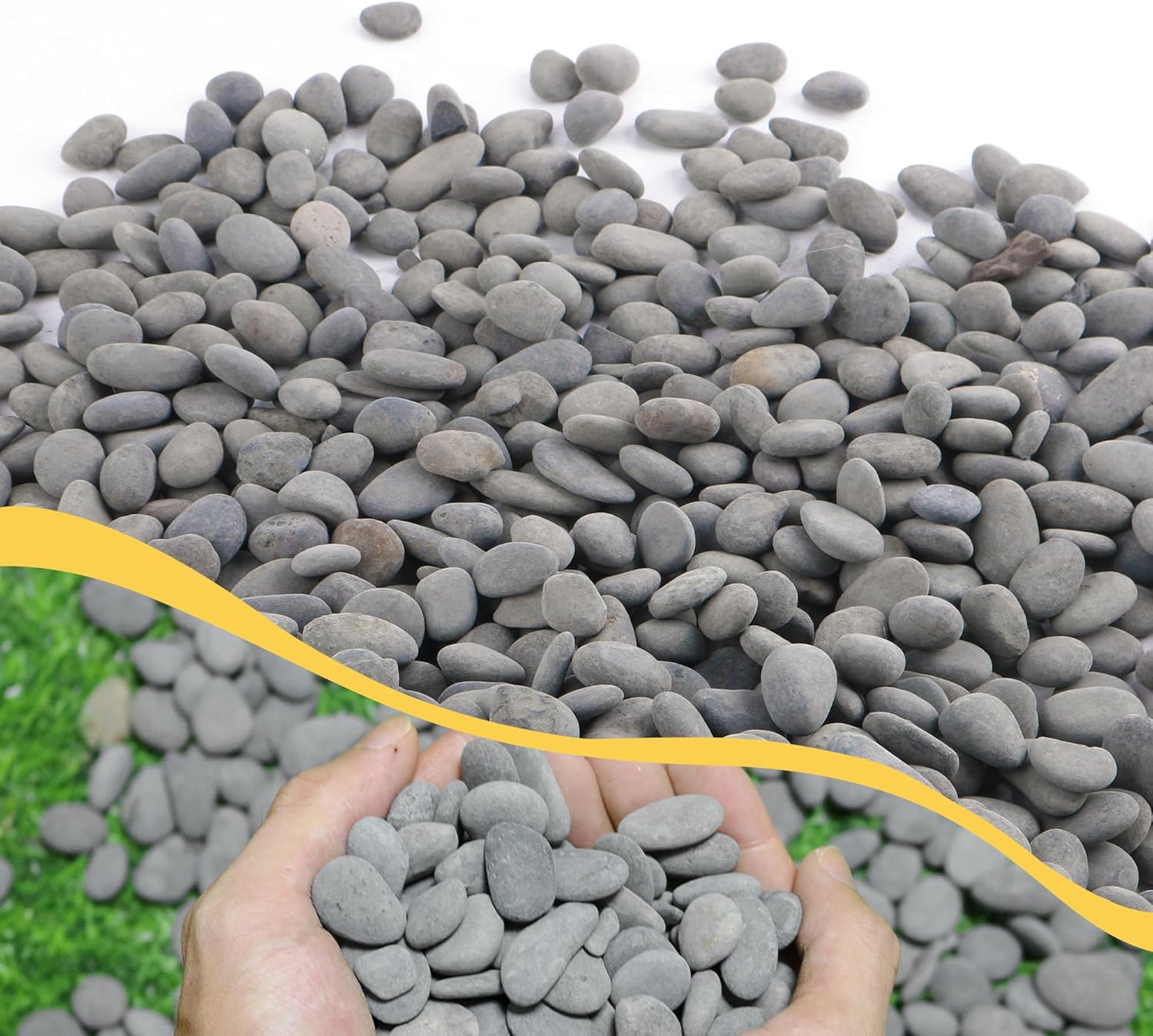 CJGQ 7lb Black Rocks for Plants, Decorative River Rocks for Succulents Cactus Garden Landscaping Outdoor, Mexican Beach Pebbles Aquarium Rocks Gravel for Fish Tank Terrarium
