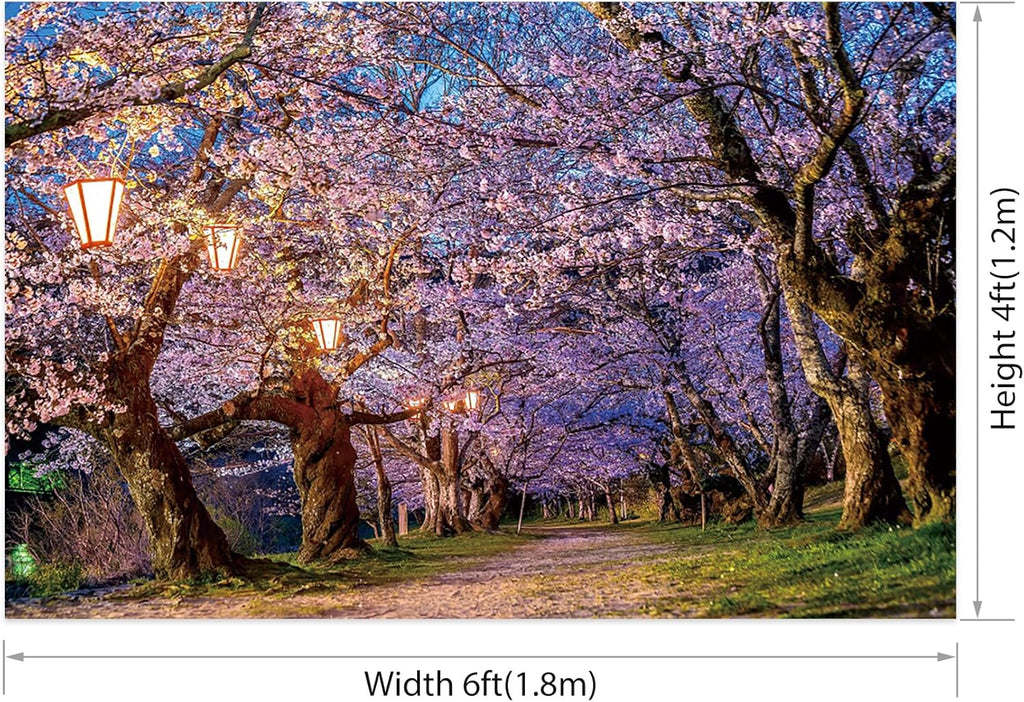 AOFOTO Pink Cherry Blossom Forest Photo Backdrop Spring Outdoor Parks Flower Photography Background Wedding Bridal Shower Reception Decor Banner Adults Kids Portrait Studio Photo Props 6x4ft