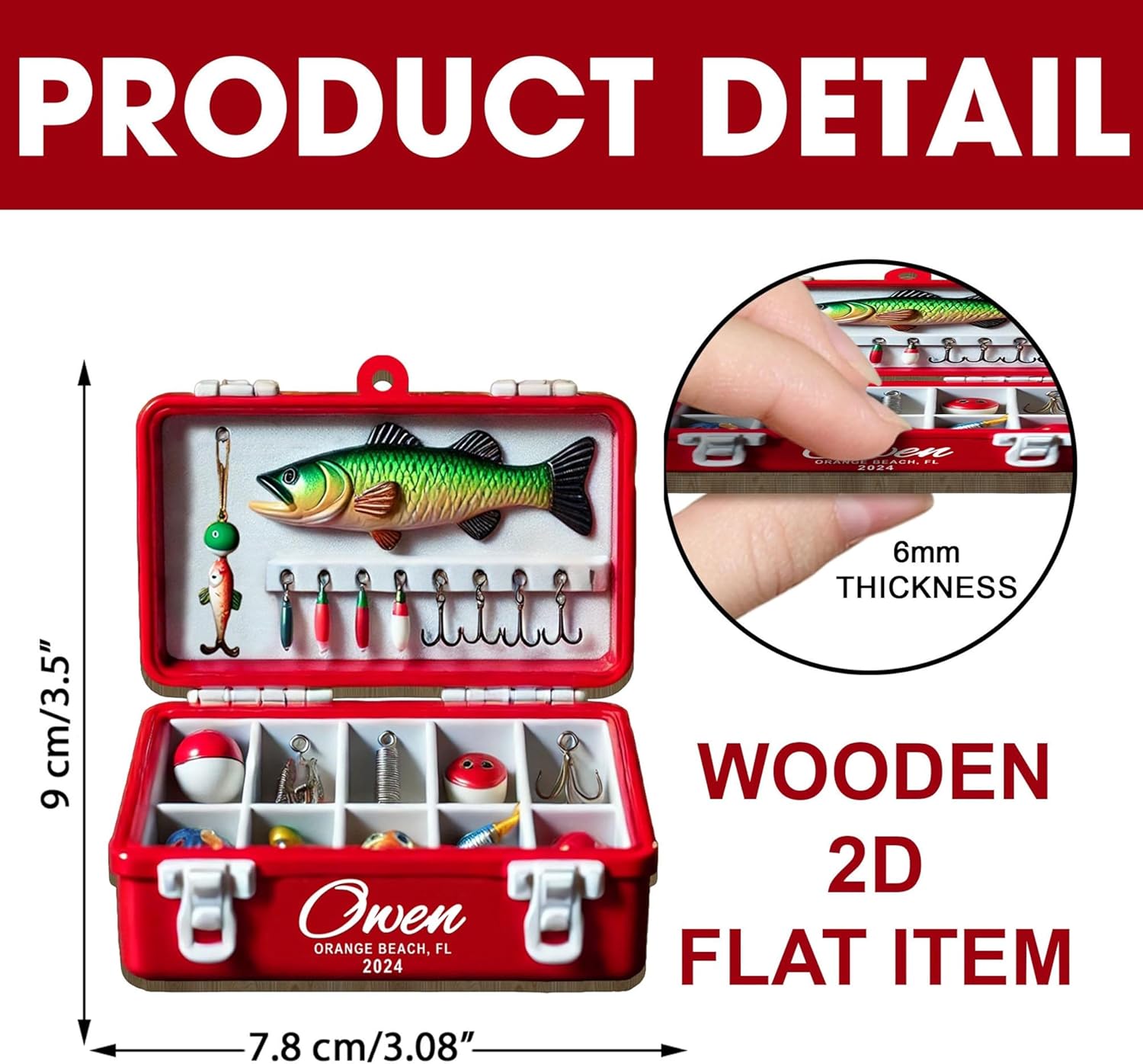 Custom Fishing Tackle Box Ornament, Fisherman 2D Ornament, Dad Fishing Christmas Ornaments, Custom Ornaments for Him, Personalized Gifts for Him, Christmas Hanging Decor 01