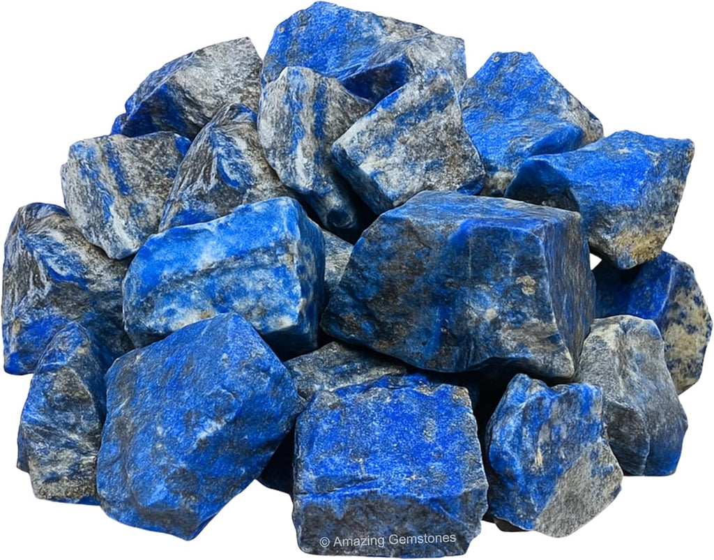 Amazing Gemstone Lapis Lazuli Raw Crystals and Healing Stones, Natural Rocks for Tumbling and DIY Raw Stones and Crystals (5 Pieces)