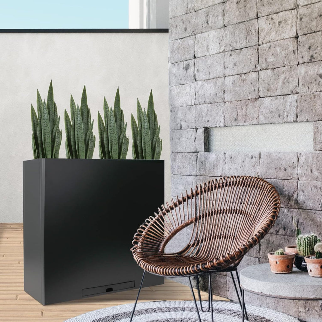 Worth Garden 3ft Artificial Snake Plant Fake Sansevieria Indoor Outdoor, 28 Thick Leaves Lifelike Faux Silk Plant, Home Decor Mother in Law Tongue Plant 35in, with Black pot & Dry Moss Included, Green