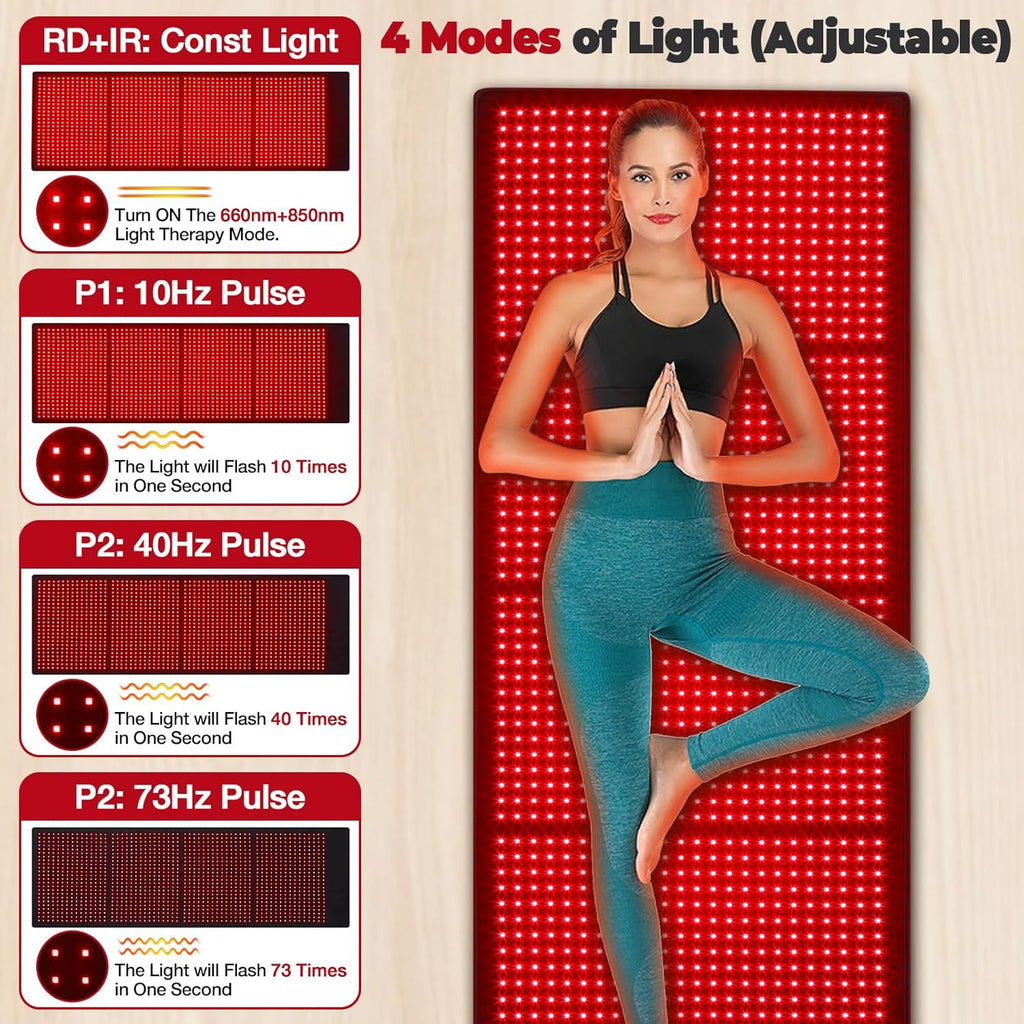 Red Light Therapy Mat for Body, 67'' x 24'' Infrared Therapy Pad with 1400 LEDs, 660nm & 850nm Dual-Wavelength Red Light, Full Body Pain Relief, Muscle Relaxation, Joint Support, Enhanced Recovery