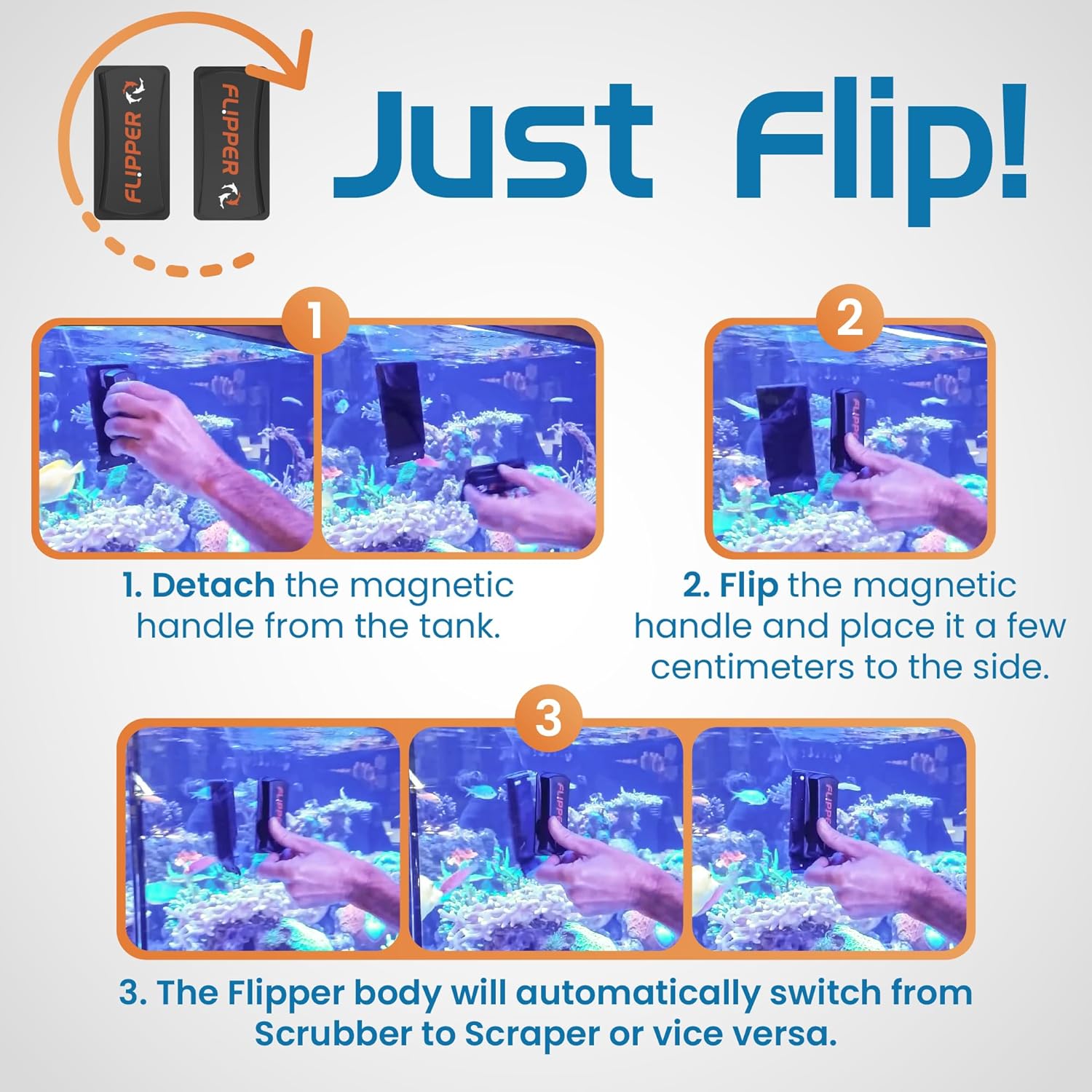 Flipper Magnetic Aquarium Glass Cleaner & Fish Tank Accessories | Effortless Algae Remover for Fish Tank (Standard)
