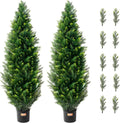 VEVOR Artificial Topiary Cedar Tree, 48 inch Tall (2 Pieces), with Extra Leaves & Pot Faux Evergreen Fake Pine Cypress Trees Plant, UV Rated Artificial Greenery Set for Home Decor Indoor/Outdoor