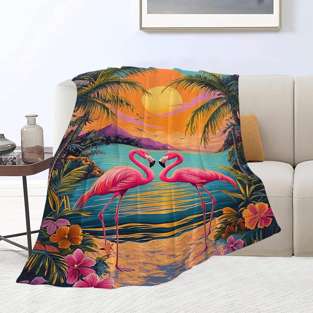 Flamingo Blanket Tropical Animal Floral Throw Blankets Gifts for Girls Boys Kids Flamingo Lover Soft Cozy Fleece Plush for Couch Sofa Bed 50"x40"