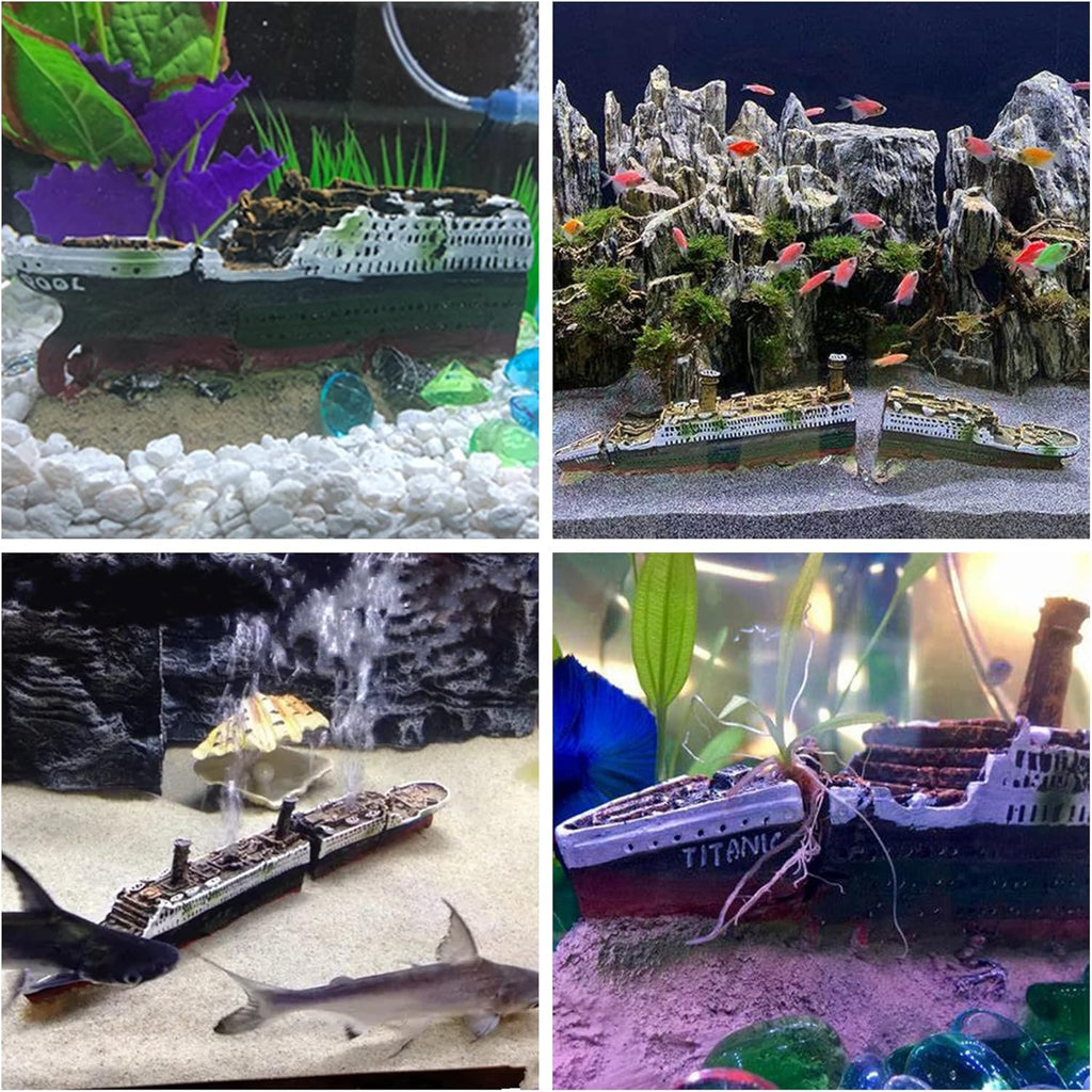M2cbridge Antique Roman Column Ruins European Castle Aquarium Decorations Fish Tank Hideout Rocks(Titanic Shipwreck)
