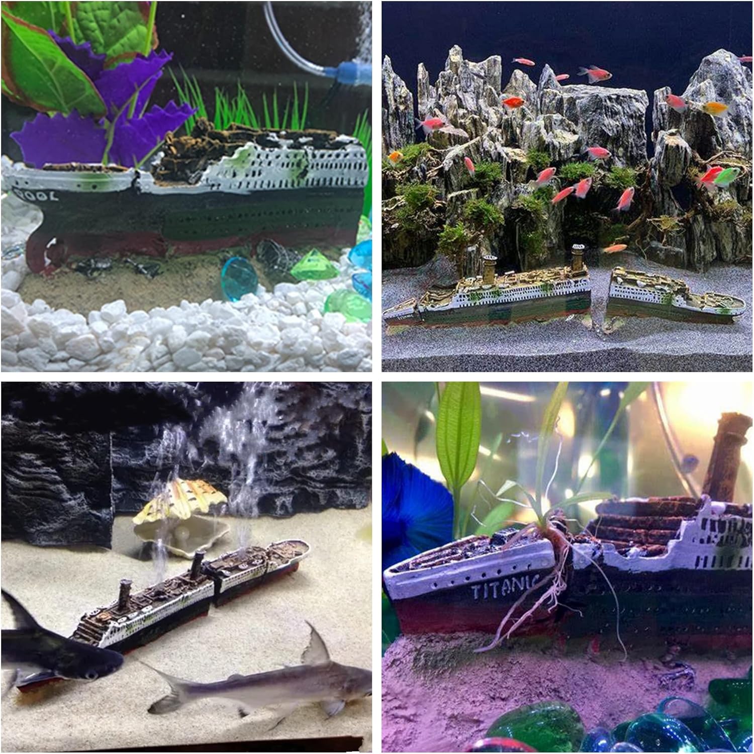 M2cbridge Antique Roman Column Ruins European Castle Aquarium Decorations Fish Tank Hideout Rocks(Titanic Shipwreck)