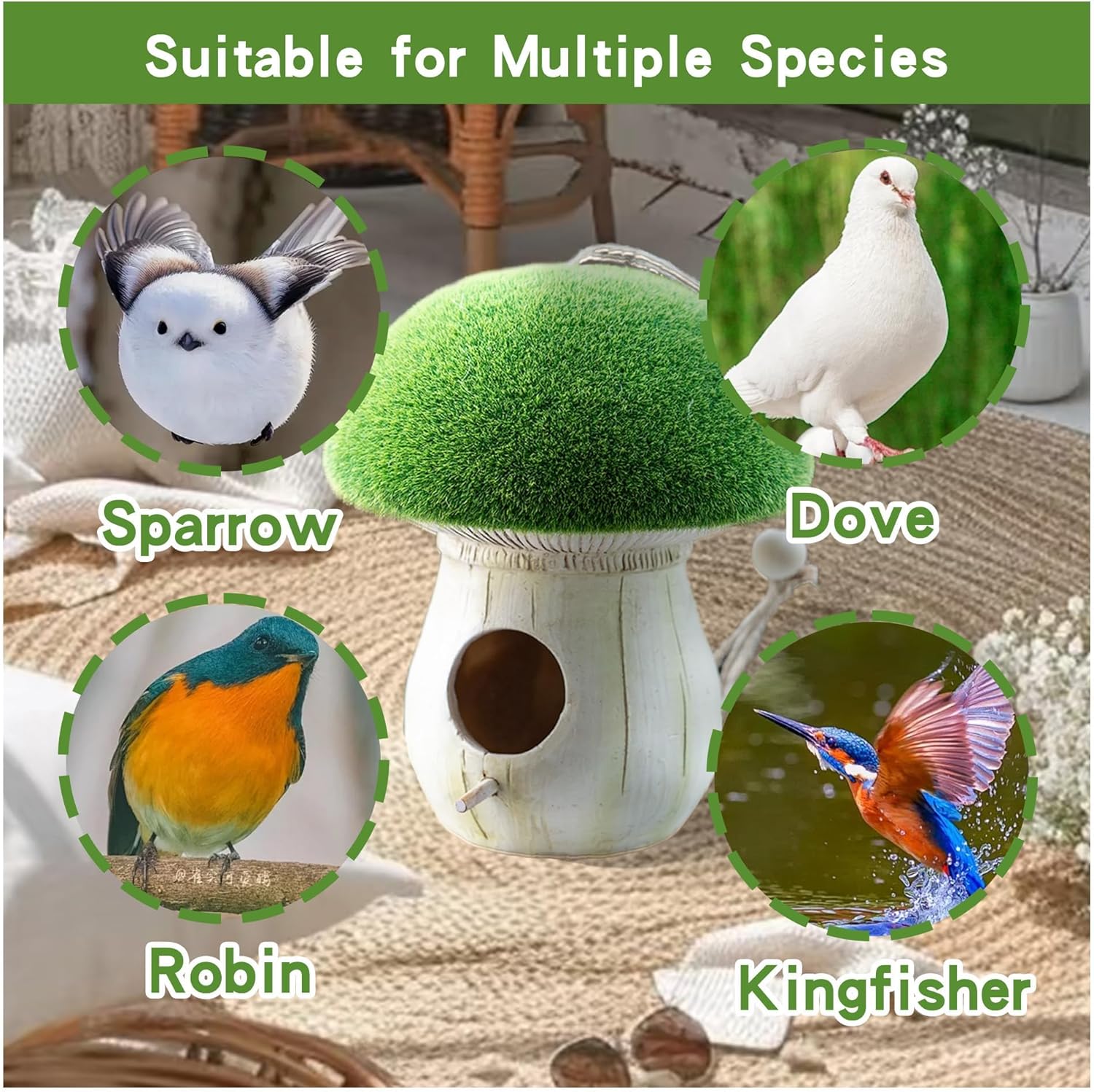 Topadorn Bird Houses for Outside Patio Garden Decorative, Hanging Birdhouse for Blue Bird, Sparrow, Chickadee